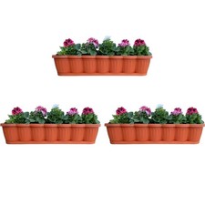 B- Ware!!! 3 x Blumenkasten 80cm Balkonkasten Pflanzkasten mit Untersetzer