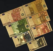Euro Gold Banknoten Set 7 Stk