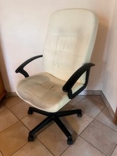 Bürostuhl Drehstuhl Schreibtischstuhl Leder Weiß Creme Beige