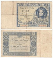  Polen, Bank Polski   5 Zlotych  2.1.1930 R  leicht stärker gebraucht