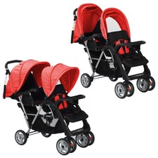 Tandem-Kinderwagen Stahl Rot