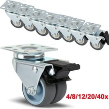 4-40x Doppelrolle Lenkrolle Transport Schwerlast Rollen Ø 50 mm Lenk-Brems Rolle