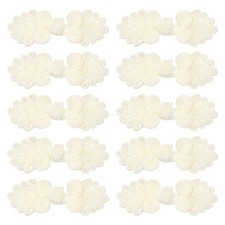 10 Paare chinesische Knoten Frosch Knöpfe Verschluss Milchweiß Nähen Knöpfe