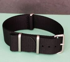 NATO Strap Armband 20 mm uni schwarz / black mit mattierter Schliesse 7845