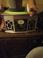 Nostalgie Anlage mit Plattenspieler CD USB Radio Holz