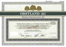 Obstland Dürrweitzschen AG 1991 Grimma Mutzschen Leisnig LPG Sachsenobst 2500 DM