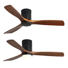 Deckenventilator Schwarz Dunkelholzflügel mit Fernbedienung 6 Geschwindigkeiten