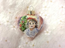 Herz, Weihnachtskugel aus Glas, Christbaumkugel, handbemalt, Unikat, Engel, 5cm