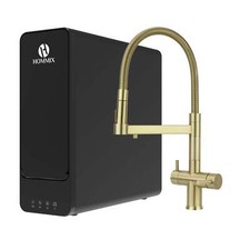 Hommix hydRO Unterspüle Tankless RO System mit Hommix Savona Messing gebürstet Zug