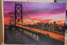 Puzzle 1500 Teile San Francisco Skyline Brücke Abenddämmerung 84x60 gebraucht