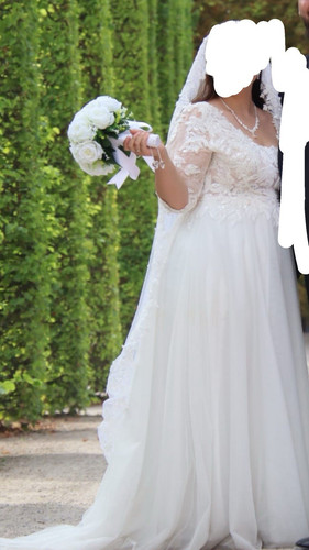 Brautkleid linie kurzarm - a-linie, mit