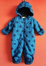 PPAGINO Baby Overall mit Kapuze Winter Schneeanzug Blau-Schwarz Gr. 62/68