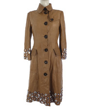 Burberry Leder Trenchcoat Kensington Schmuck Einreiher Cognac UK 8