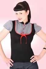 SugarShock Heidi Gingham Karo Blusen Pin Up retro Puffärmel Rockabilly T-Shirt
