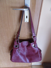FOSSIL Tasche Schultertasche Shopper LEDER weinrot bordeaux Schlüsselanhänger