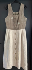 Damen Trachten Dirndl ärmellos grau, beige Echtes Leder Gr. 42