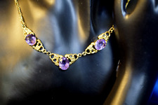 Kette Collier Trachten edel Gold Art Deco Jugendstil Amethyst Lilafarben Antik