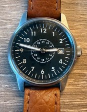 Hirsch Fliegeruhr Pilotenuhr Leder braun - TOP!