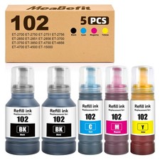 5X Nachfüll Tinte Tintenflasche für Epson Ecotank 102 ET-2720 ET-3700 ET-3750
