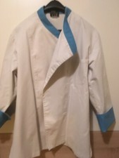 Kochjacke Langarm,Größe 48(M),blauer Kragen und Ärmel,sehr guter Zustand!