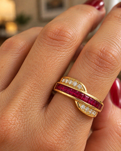585 gelbgold ring - gelbgold, rot