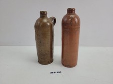 2x Krüge Flaschen Steingut braun Brennerei Steinhagen 23cm Vintage Deko #2511894