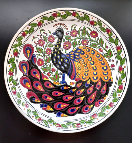 Lindos keramik wandteller - lindos, pfau