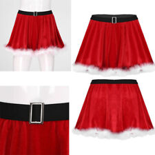 Herren Samt Rock Feder Trimmen Sissy Nachtwäsche Minirock Weihnachten Kostüm 