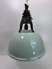 Alte Fabriklampe Emaille Lampe Mint Industrielampe Industrial Vintage Loft #8990