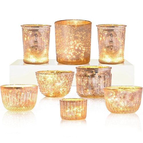 Teelichthalter glas gold - glas,