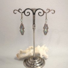 Opal Ohrringe Opalschmuck Jugendstil Vintage Retro Silber 925/- antik patiniert