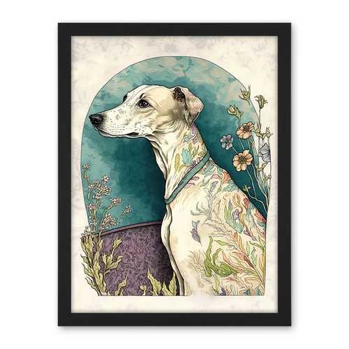 Whippet dog flowers modern - dog,