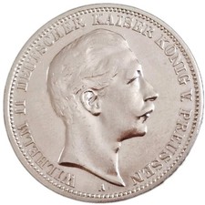 Preussen 3 Mark 1909 Silber Wilhelm II Top Silver Coin Art. 001-044