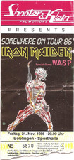 Iron Maiden  Somewhere On Tour 1986 Böblingen Ticket/Konzertkarte/Eintrittskarte