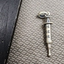 A15 Anhänger Spritze Injektionsnadel Sterling Silber 925