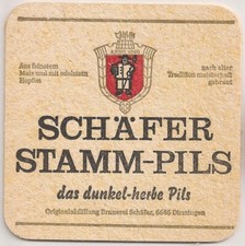 Brauerei Schäfer, Dirmingen - alter Bierdeckel / Bierfilz "Schäfer Stamm-Pils"