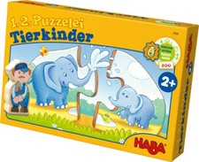 HABA 7466 - 1, 2, Puzzelei - Tierkinder, Zoo ab 2 Jahren " 2 Teile Puzzle