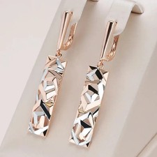 🪞 Damen Hängeohrringe Gold Silber Bicolor geometrisch elegant lang Ohrschmuck