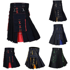 Anspruchsvoller Herren Scottish Festival Kilt mit Plisseerrock und Tasche UK