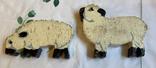 Paar holz schafe volkskunst - paar,