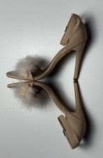 Truffle Collection, Sandalen, Pumps, Größe 40, Beige, High Heels, Federn, Neu 