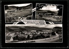 Kirchheim im Aulatal, Schwimmbad an der Autobahn, Ansichtskarte 1964 