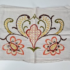 Kissenbezug 54x40cm Bestickt Handmade Beige Blumen Dekokissen 