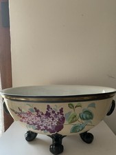 Alte Jardiniere Pflanz / Obst Schale  - Handbemalt - Steingut / Keramik 30,5 cm