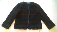 Hallhuber Blazer Jacke Kostümjacke 40% Wolle Gr. 40 Marine Rot Gestreift