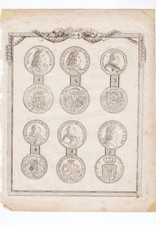 Holzstich Münztafel mit 6