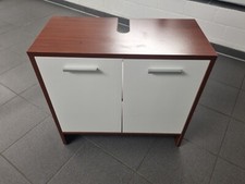 Waschbeckenunterschrank in Nussbaum/Weiß - 56x60x28 (HxBxT)