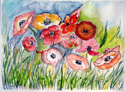 Aquarellbild original blumen - original,,