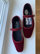 Zara - Mary Janes Bordeaux Samt - Gr. 38 - NEU