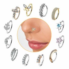 Nasenpiercing Nasenring Ohr Helix Piercing Ring filigrane Creole mit Kristallen